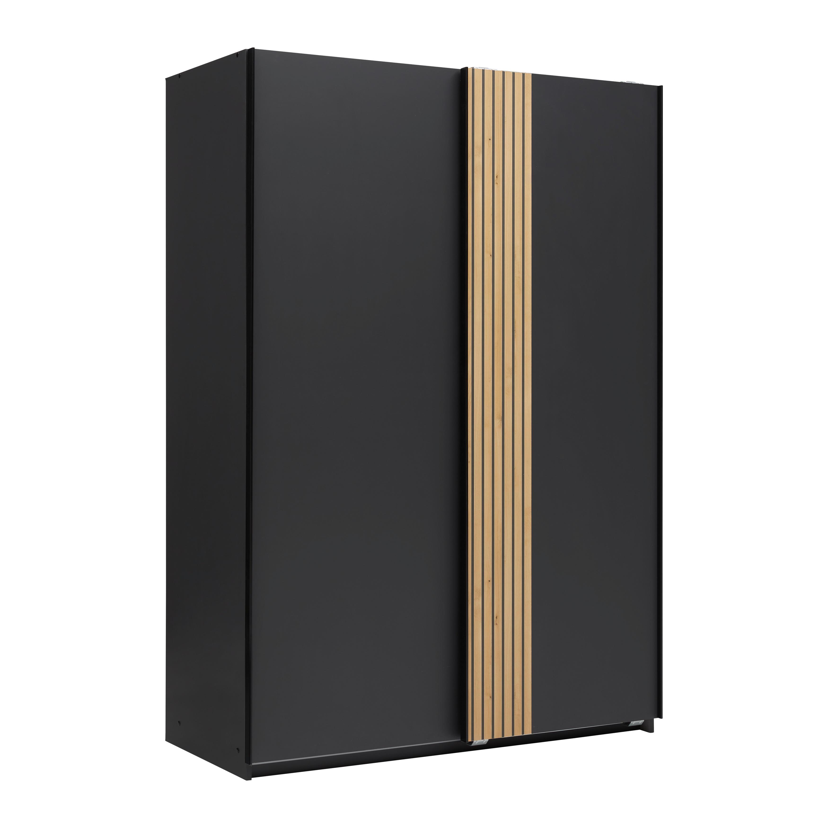 Schwebetürenschrank Sila in Graphitfarben/Eiche Artisan - Schwarz/Graphitfarben, Konventionell, Holzwerkstoff/Metall (135/198/65cm) - Mömax