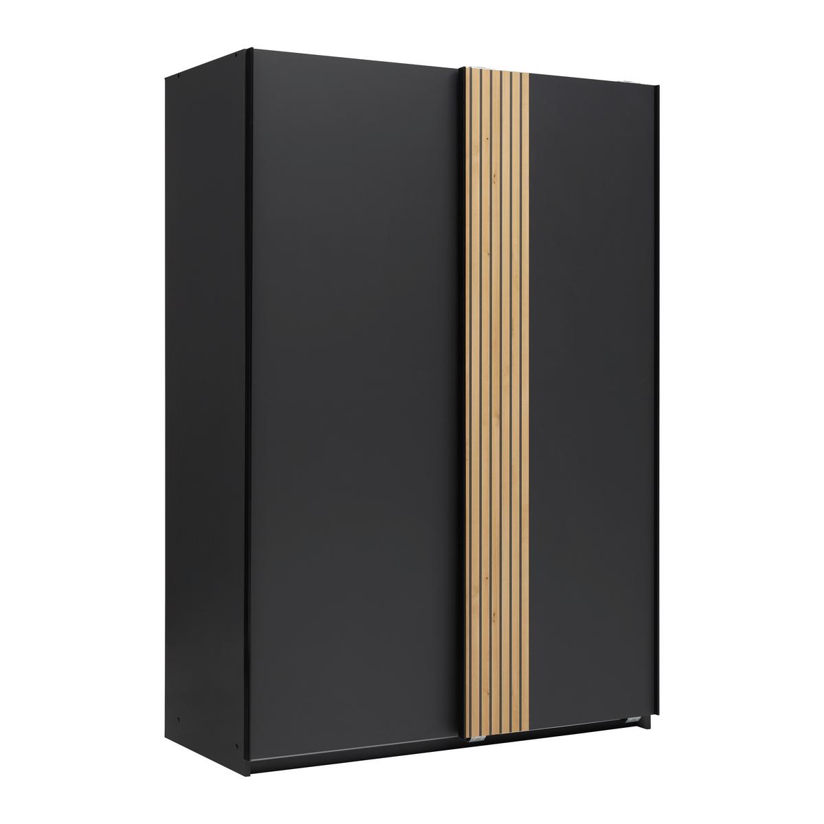 Schwebetürenschrank Sila in Graphitfarben/Eiche Artisan - Schwarz/Graphitfarben, Konventionell, Holzwerkstoff/Metall (135/198/65cm) - Mömax