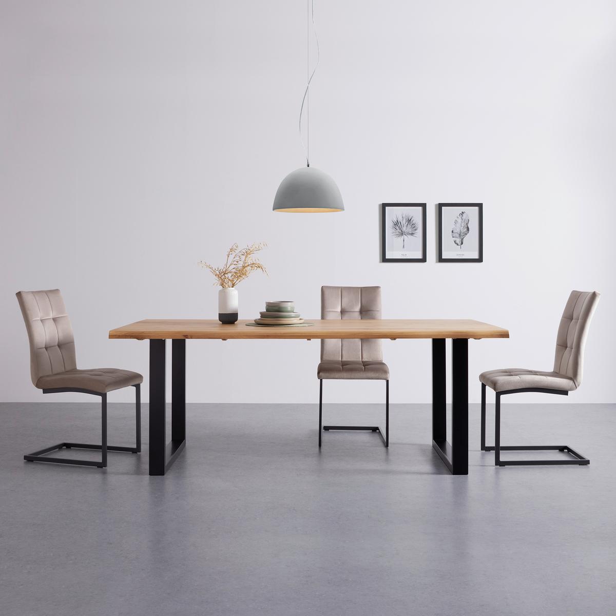 Esstisch Yola in Holz Wildeiche massiv ca. 200x100cm - Wildeiche/Schwarz, MODERN, Holz/Metall (200/100/75cm) - Bessagi Home