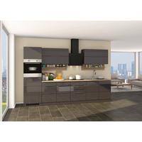 Küchenblock Neapel I Grau Hochglanz/ Eichefarben - Grau Hochglanz/Alufarben, MODERN, Holzwerkstoff/Metall (320cm) - Held