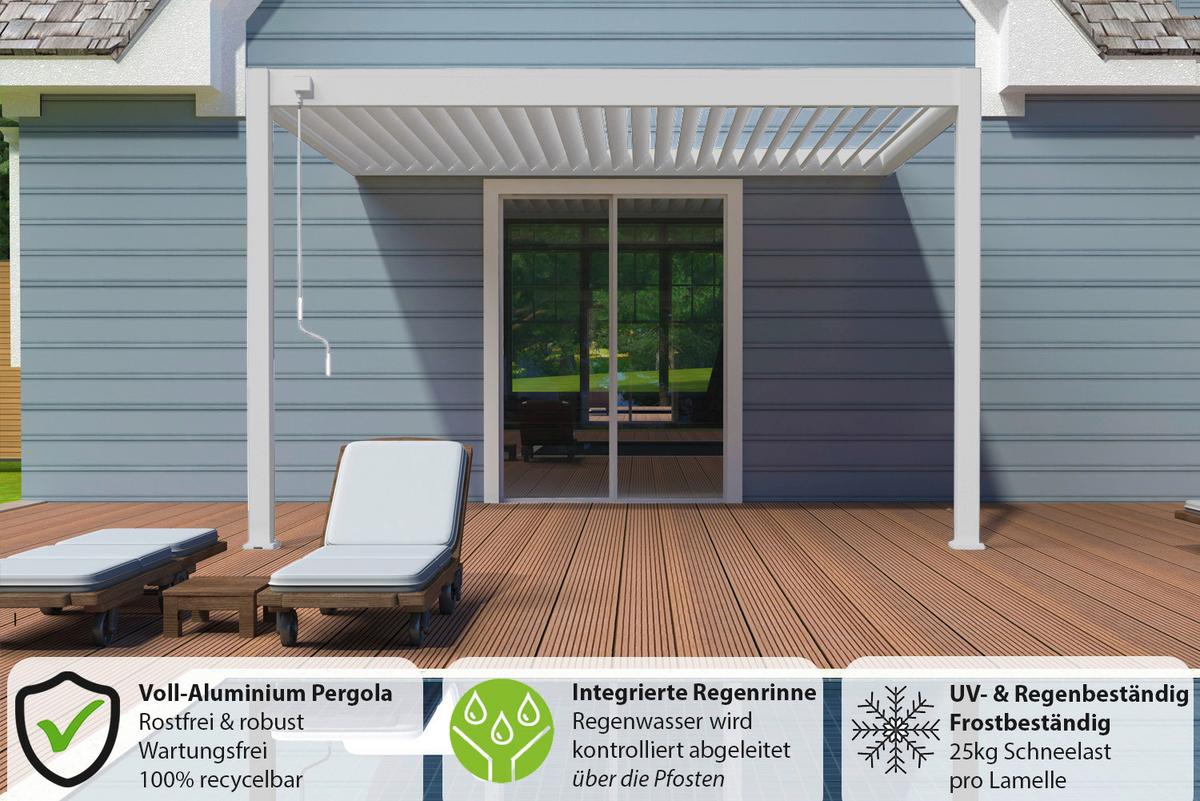 PERGOLA DELUXE 3,6X4M WEISS - Weiss, Basics, Metall (400/255/360cm) - Gardenson