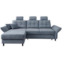 Wohnlandschaft Brizzini Hellblau Chenille - Blau/Schwarz, MODERN, Holz/Textil (176/250-280cm) - Livetastic