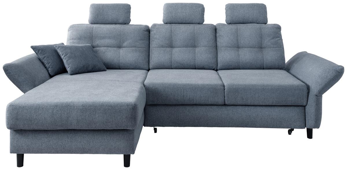 Wohnlandschaft Brizzini Hellblau Chenille - Blau/Schwarz, MODERN, Holz/Textil (176/250-280cm) - Livetastic