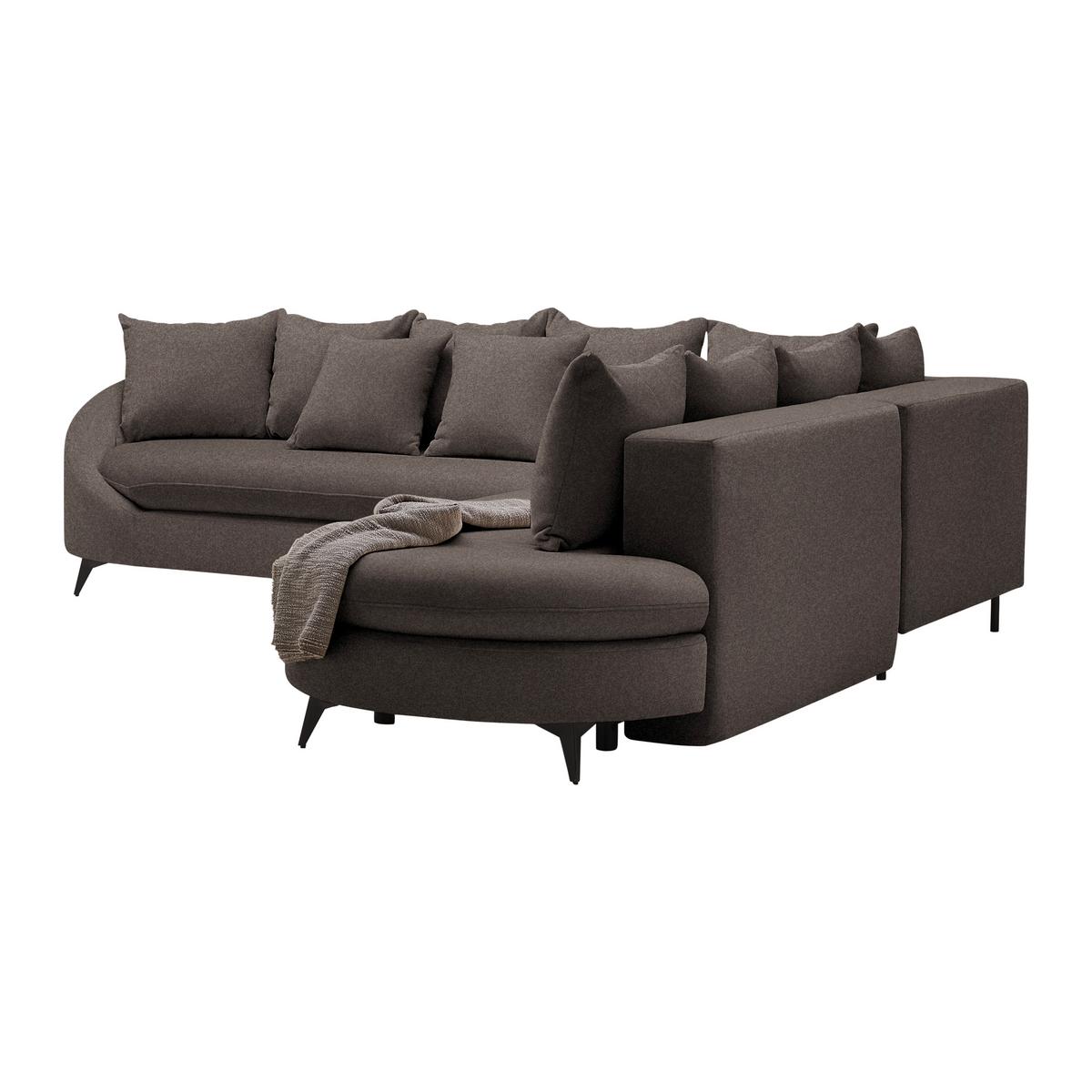 Ecksofa Axel Mokka - Schwarz/Mokka, MODERN, Textil/Metall (291/87/250cm) - Mömax