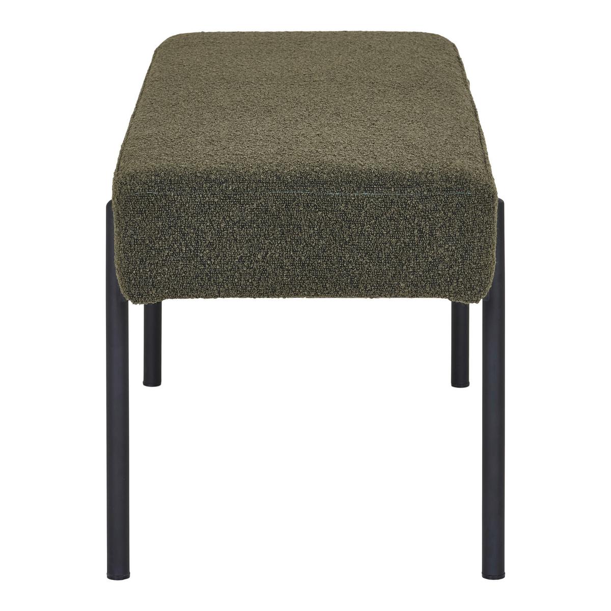 Garderobenbank Swindon Dunkelgrün Bouclé - Dunkelgrün/Schwarz, Design, Textil/Metall (100/42,5/36cm) - MID.YOU