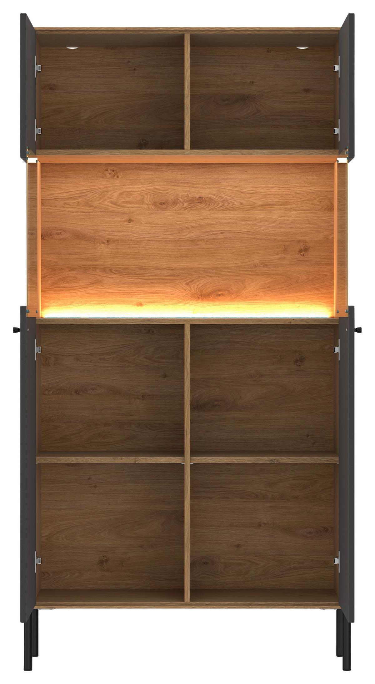 Vitrină NURSIA - antracit, Trend, sticlă/material pe bază de lemn (90/181,3/40cm) - Modern Living