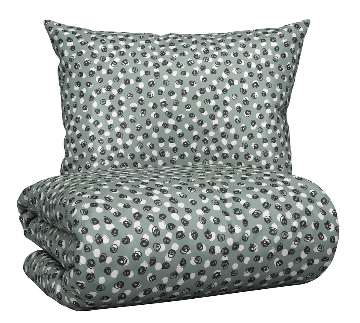 BETTWÄSCHESET DOODLE DOTS - Weiss/Jadegrün, Konventionell, Textil (160/210cm) - Modern Living