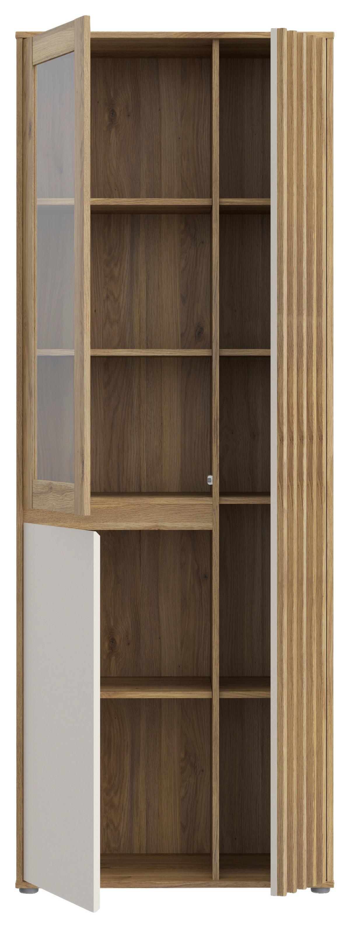 VITRINĂ ELISTON - culoare lemn stejar/nisipiu, Natur, plastic/sticlă (74/200,1/41,5cm) - Modern Living