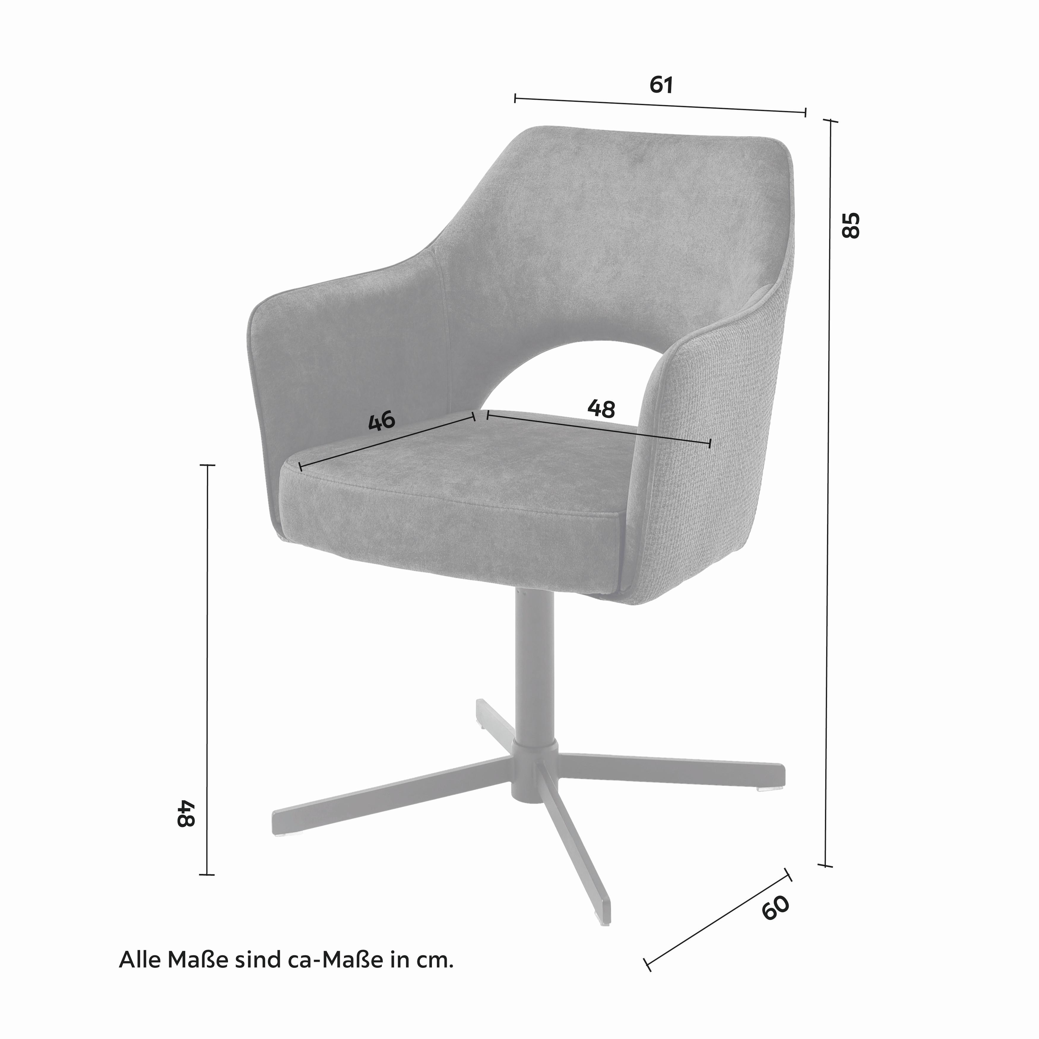 STOL MED ARMSTÖD VALLETTA - svart/cremefärgad, Klassisk, metall/textil (64/85/61cm) - Premium Living