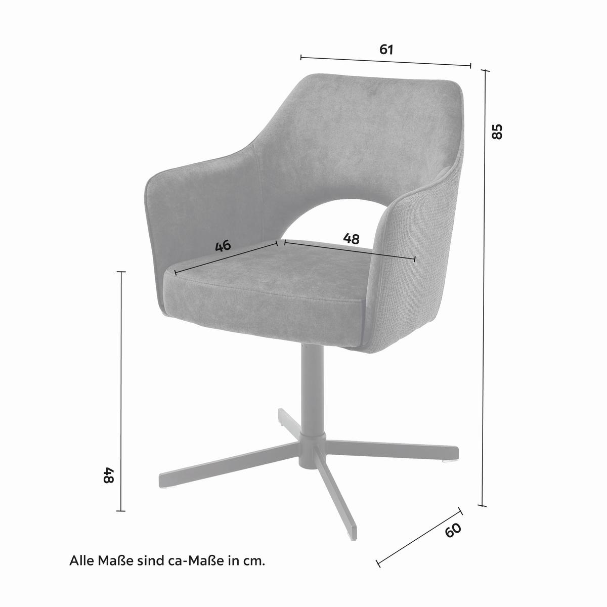 Armlehnstuhl Valletta Creme - Creme/Schwarz, KONVENTIONELL, Textil/Metall (64/85/61cm) - Premium Living