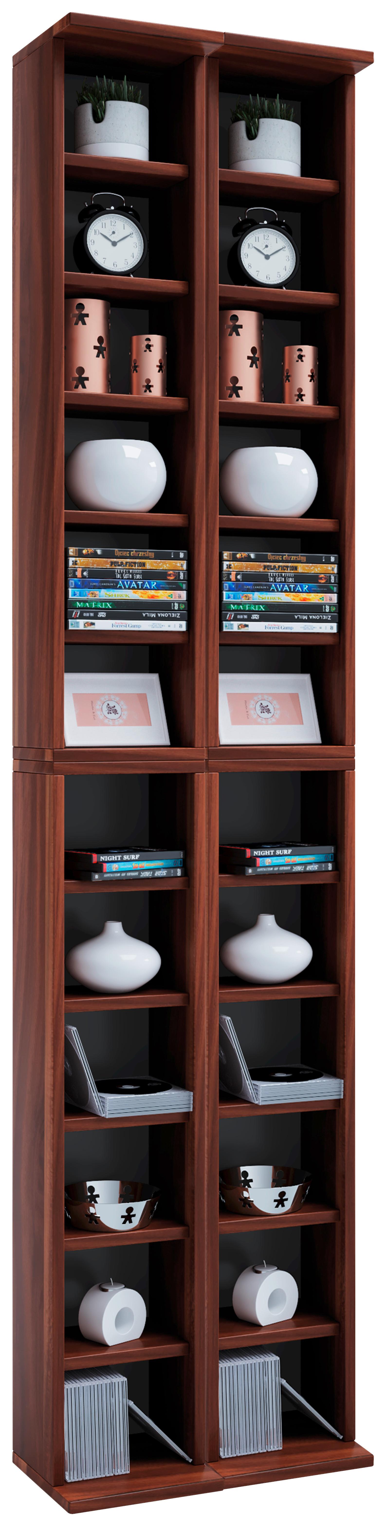 CD-Regal Almera in Nussbaumfarbe, B: 42 cm - Nussbaumfarben, KONVENTIONELL, Holzwerkstoff (42/183/20cm) - MID.YOU