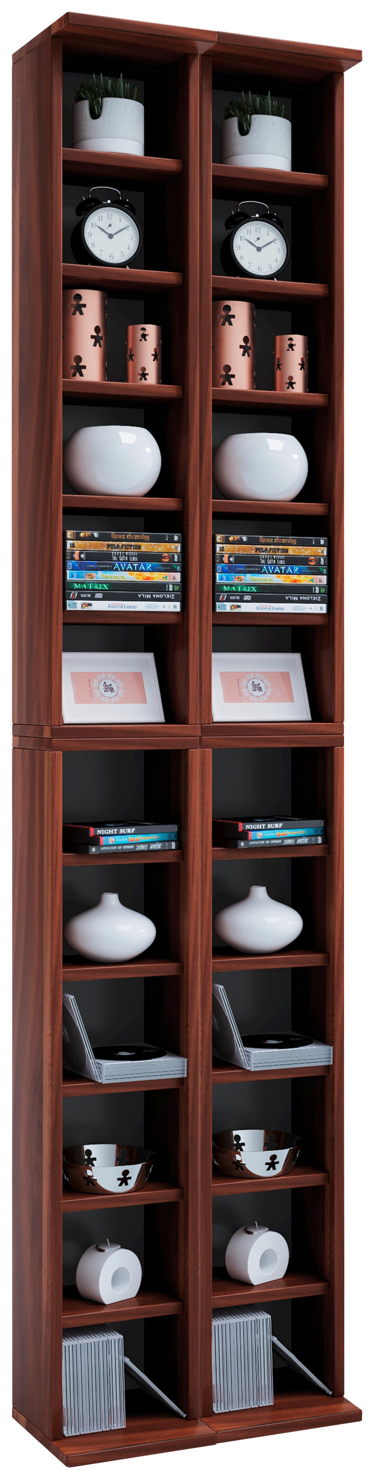 CD-Regal Almera in Nussbaumfarbe, B: 42 cm - Nussbaumfarben, KONVENTIONELL, Holzwerkstoff (42/183/20cm) - MID.YOU