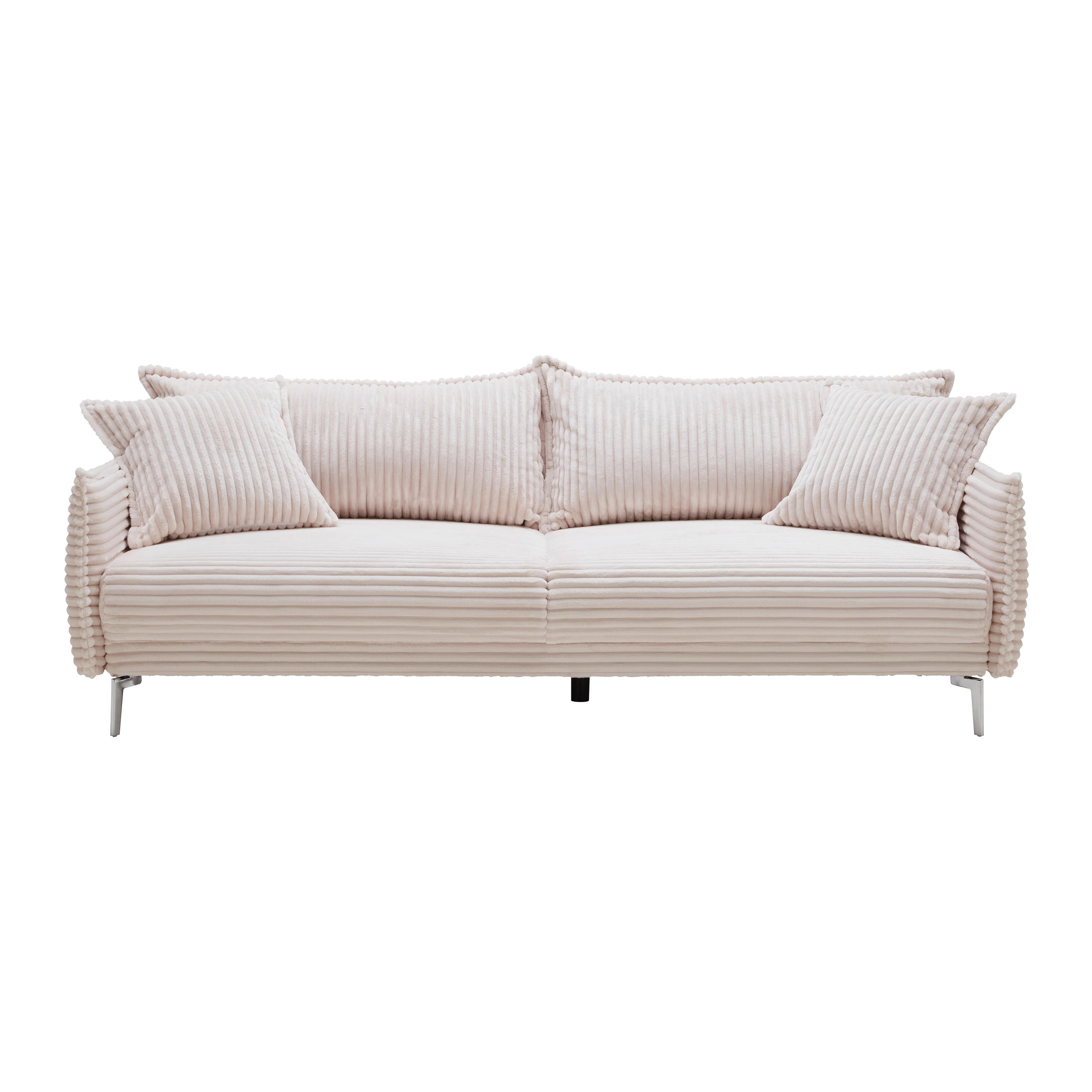 Bigsofa Kiss in Weiss - Chromfarben/Weiss, Modern, Holzwerkstoff/Textil (241/90/117cm) - Mömax