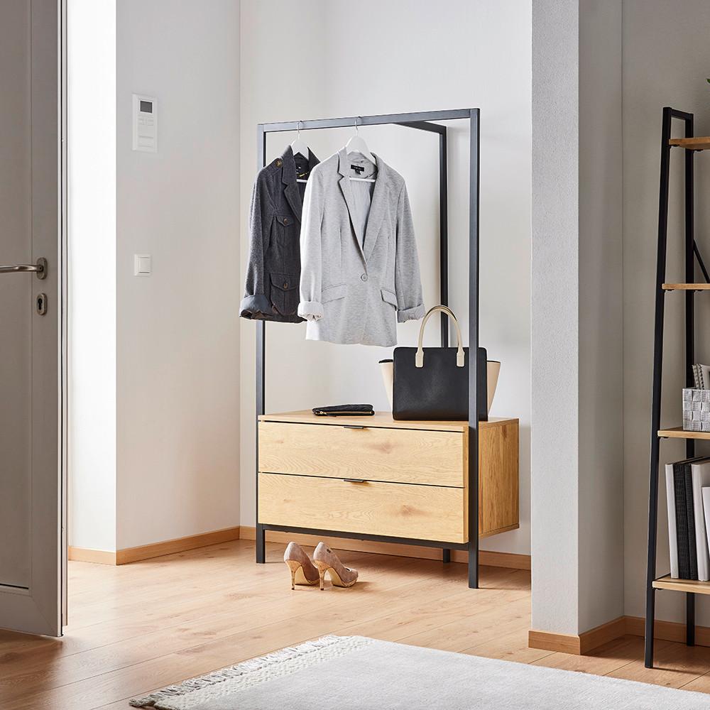 HALLMÖBEL CONNOR - ekfärgad, Modern, metall/trä (90/160/43cm) - Bessagi Home