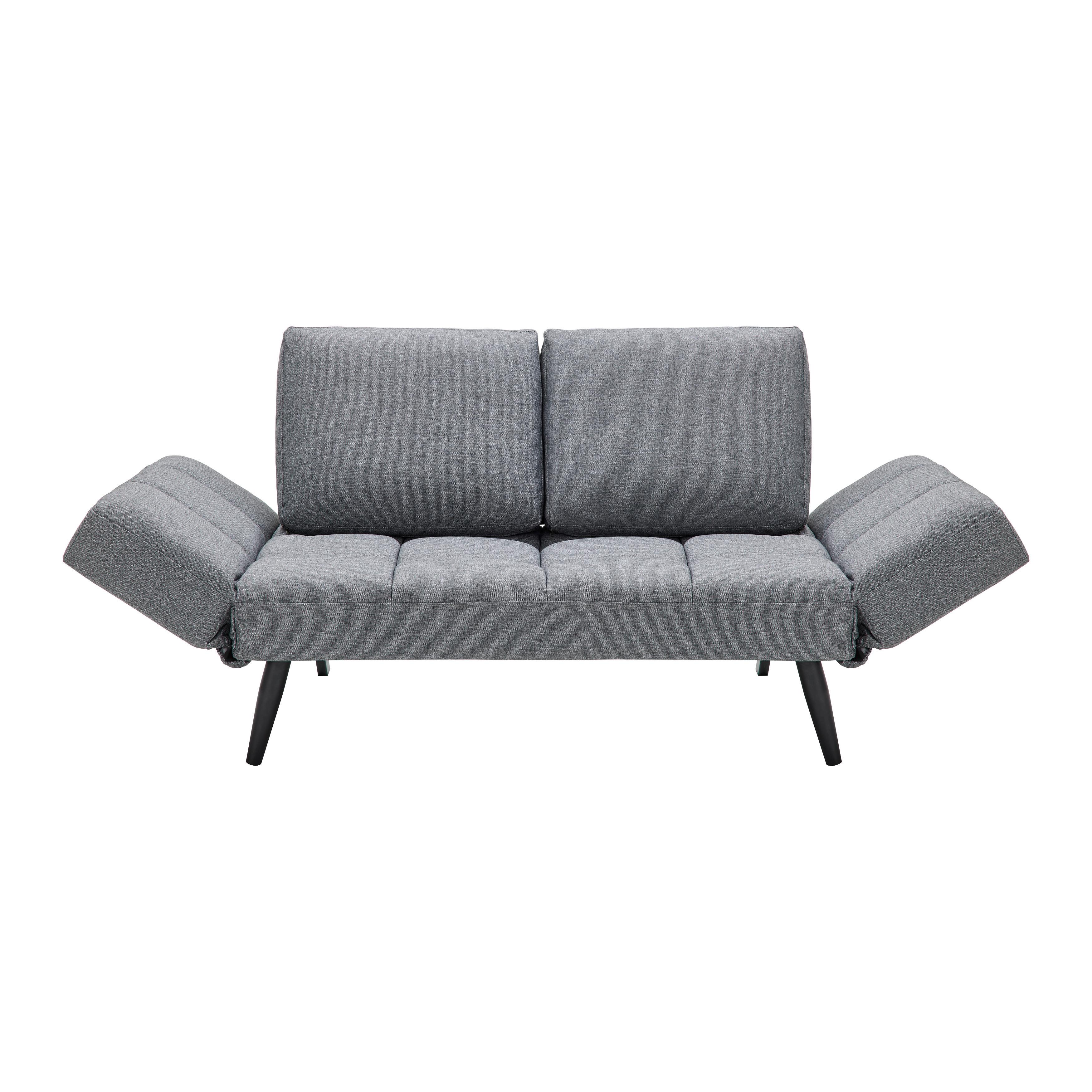 Schlafsofa Aurelia Dunkelgrau Webstoff - Hellgrau/Schwarz, MODERN, Holz/Textil (191/73/78cm) - Bessagi Home