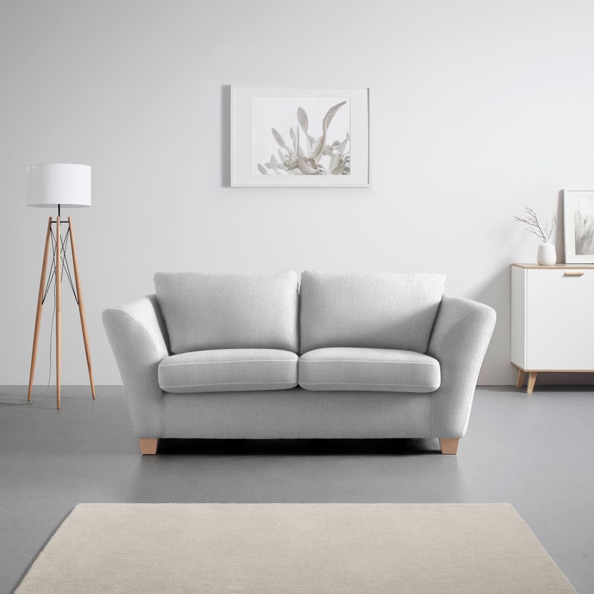 2-Sitzer-Sofa Devado Silberfarben - Silberfarben/Naturfarben, Holz/Textil (190/70-85/95cm) - Mömax