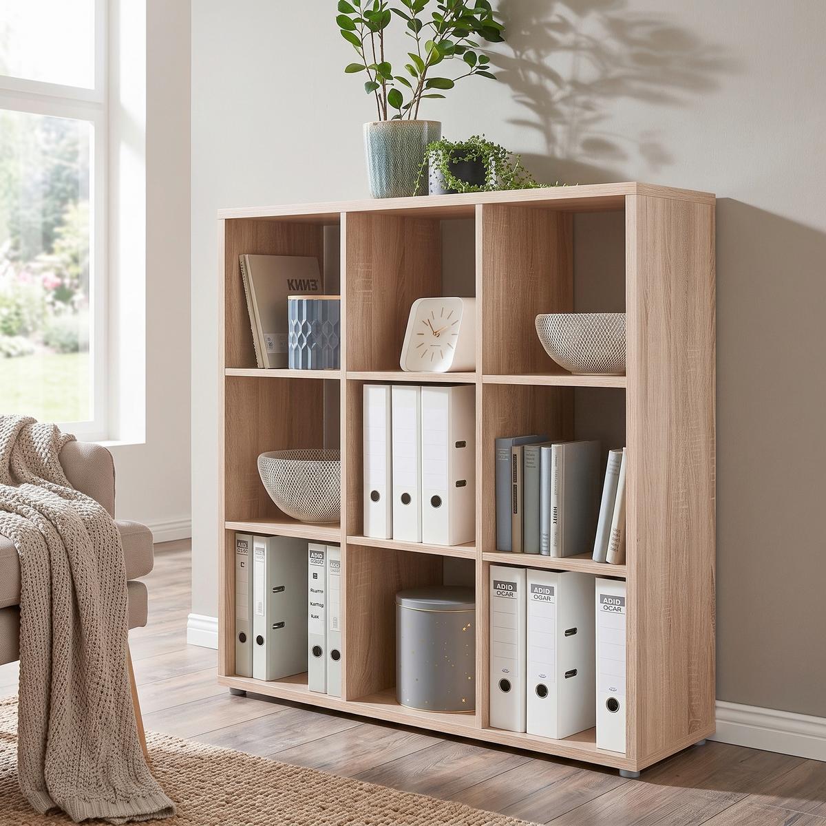 Regal Nizza Typ 13 Sonoma Eiche - Silberfarben/Sonoma Eiche, MODERN, Holzwerkstoff/Kunststoff (106,5/108,5/33cm) - MID.YOU