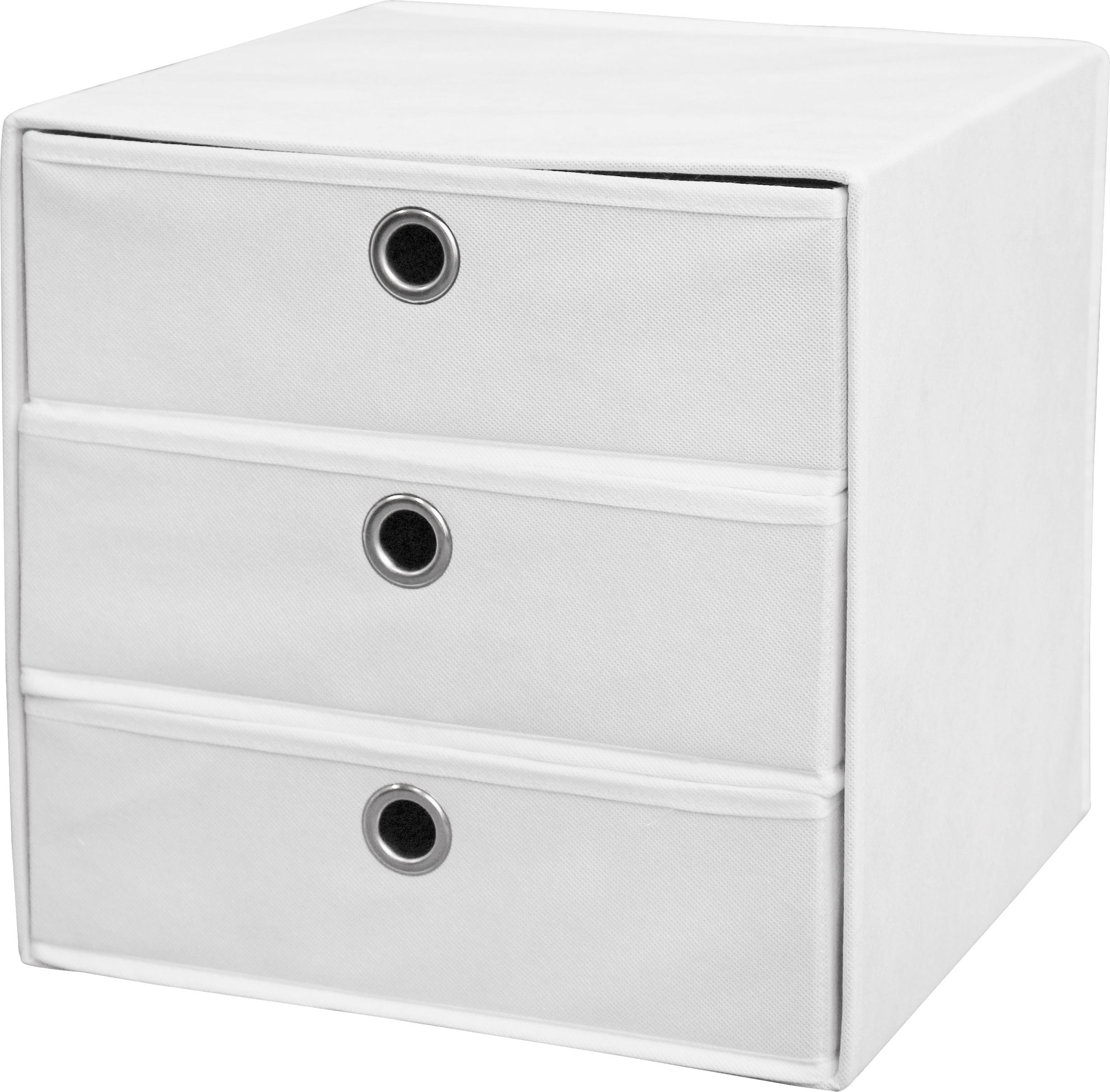 Kutija Sa Fiokama Lisa - bela, Moderno, metal/tekstil (32/32/32cm) - Modern Living