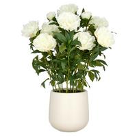Kunstpflanze Peonien Creme ca. 80cm - Creme/Grün, Basics, Kunststoff (26/80/26cm)