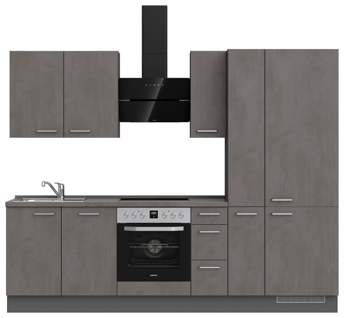 Küchenblock Riva High m. Geräten Schieferfarben - Schieferfarben/Edelstahlfarben, MODERN, Holzwerkstoff/Metall (270cm) - Nobilia