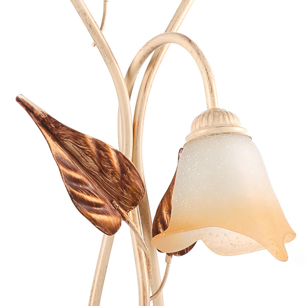 Tischleuchte Vanda Weiß max. 6 Watt - Beige/Weiß, Natur, Glas/Metall (45/70cm)