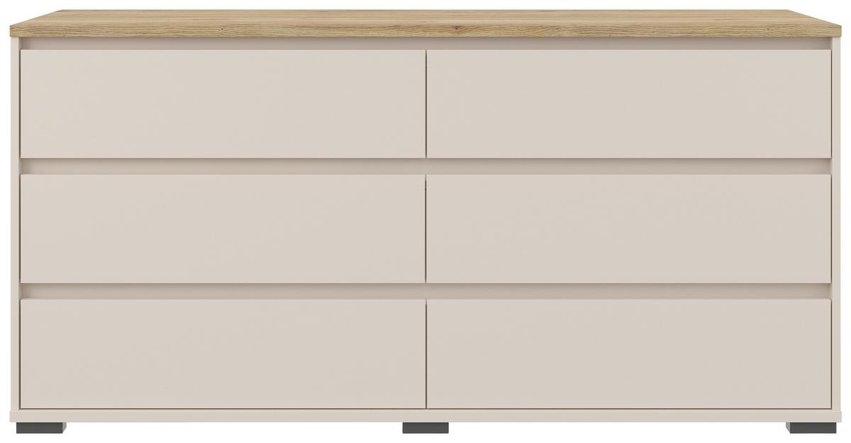 KOMODA SZEROKA LINE - kolor dębowy/antracytowy, Design, materiał drewnopochodny/tworzywo sztuczne (160,1/78,9/48cm) - Carryhome