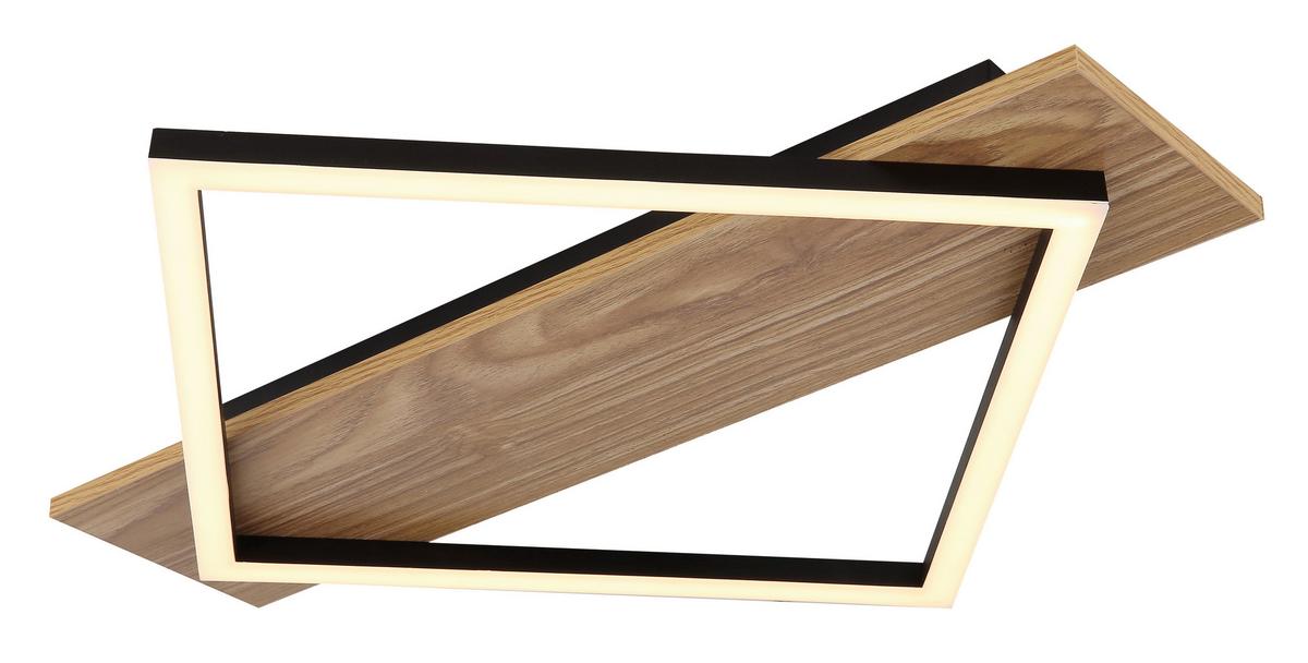 PLAFONNIER LED 67330-18 BEATRIX I - opale/noir, Natur, métal/matière synthétique (52/46,7/6cm) - Globo