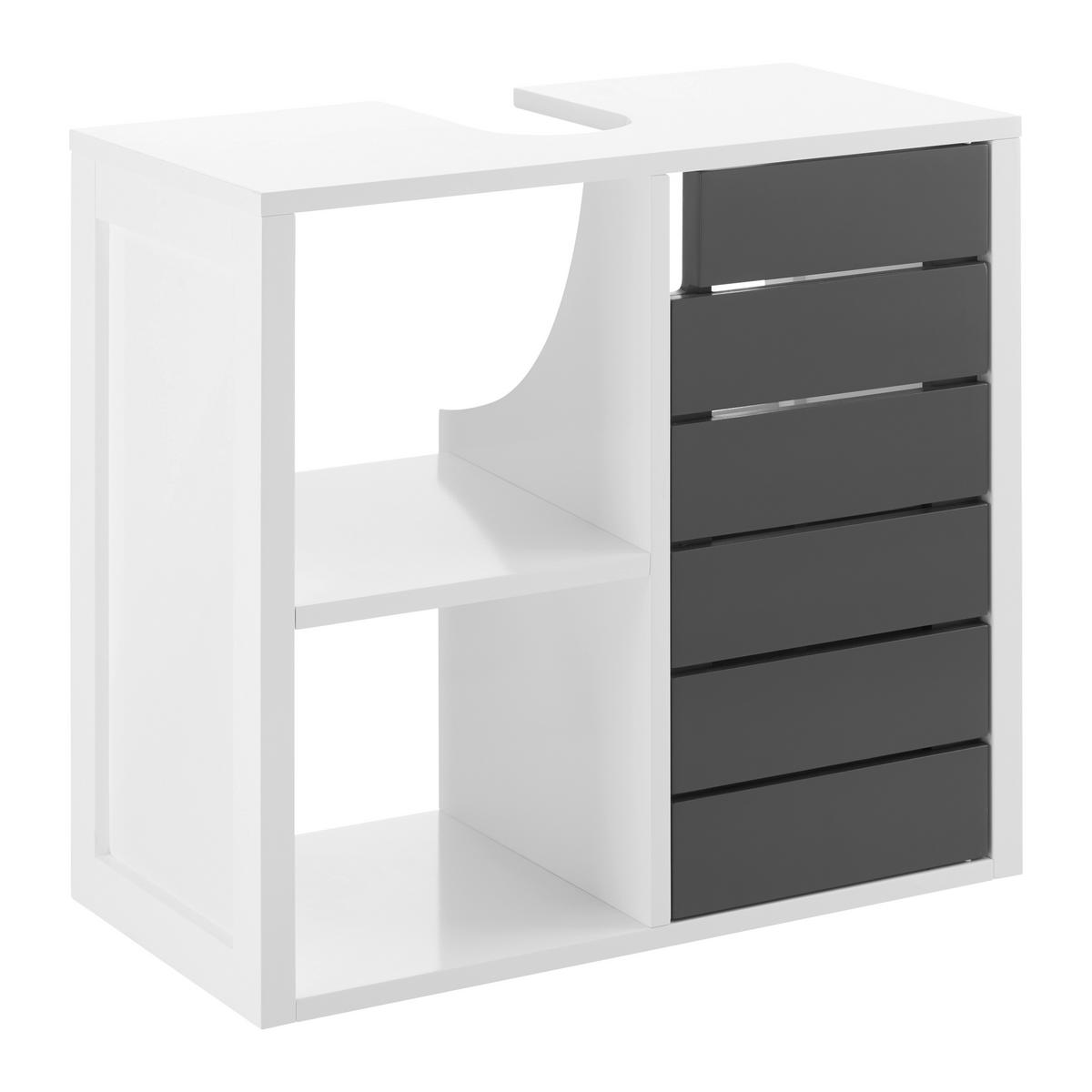 Waschbeckenunterschrank Tia Grau/Weiß ca. 60x54x30 cm - Weiß/Grau, MODERN (60/54/30cm) - Bessagi Home