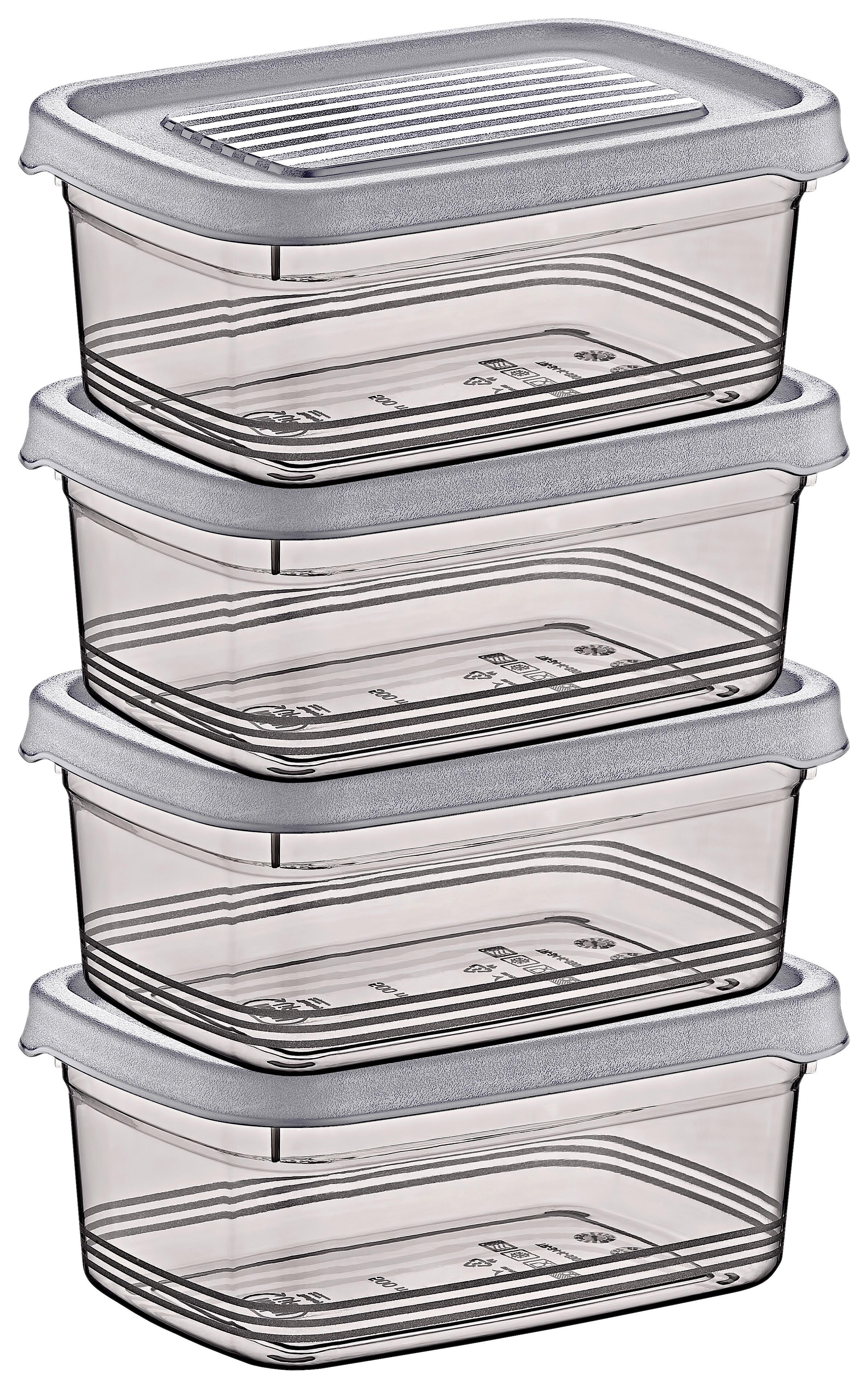 Vorratsdosenset Blacky 120ml, 4-teilig - Weiss/Transparent, Modern, Kunststoff - Modern Living