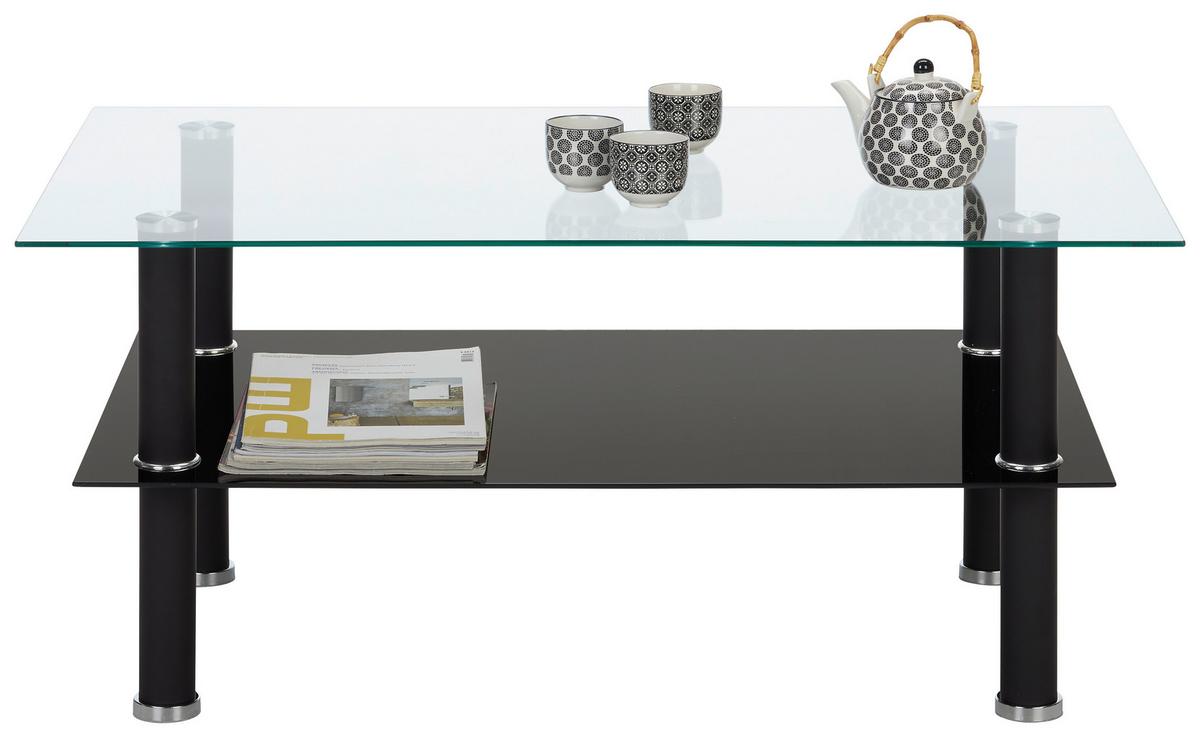 Măsuță de cafea Daytona - străveziu/negru, Modern, sticlă/metal (100/45/60cm) - Modern Living