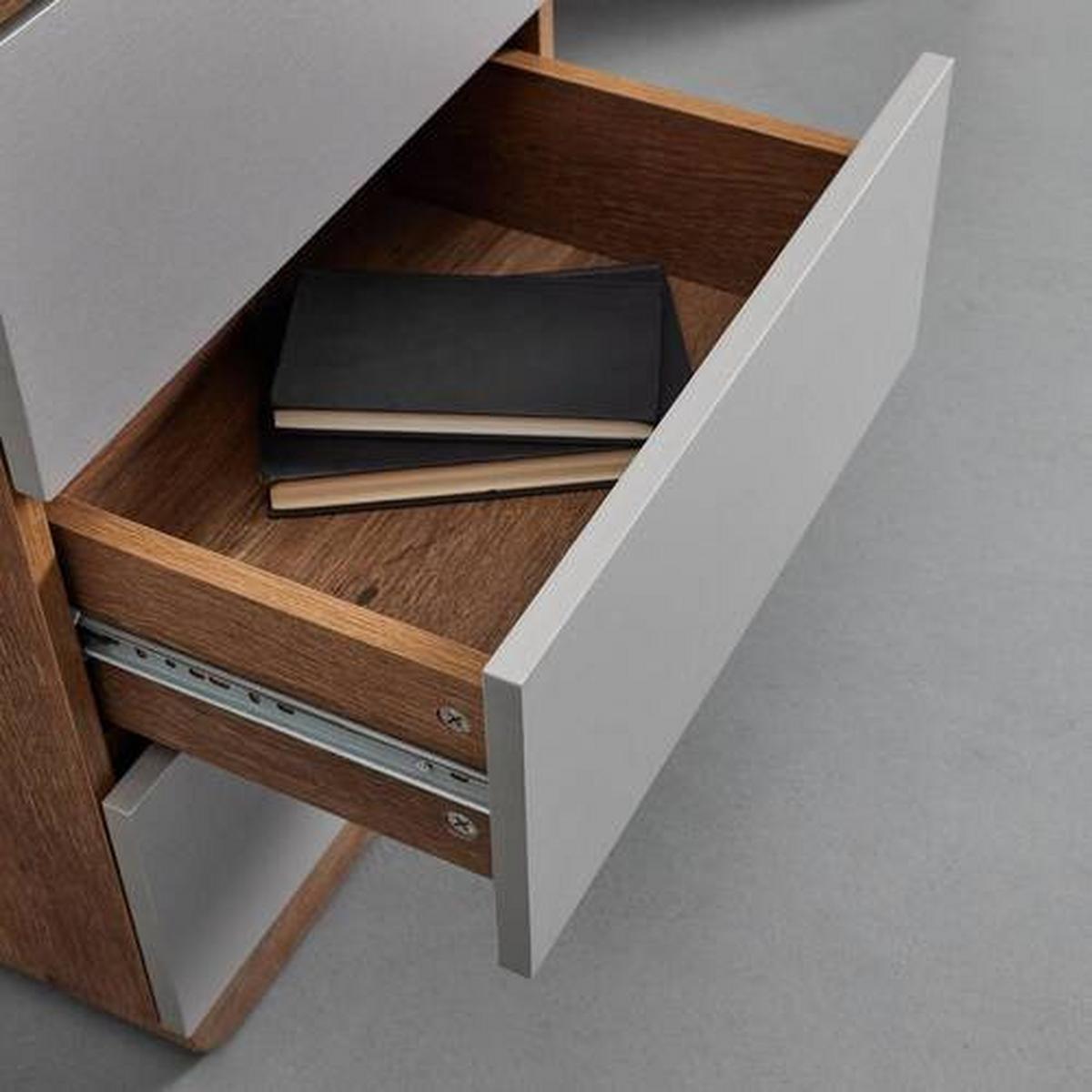 Schreibtisch Holz "lovino", Ca. 135x59 Cm, Eiche - Eichefarben/Silberfarben, Modern (135/59/75cm) - Bessagi Home