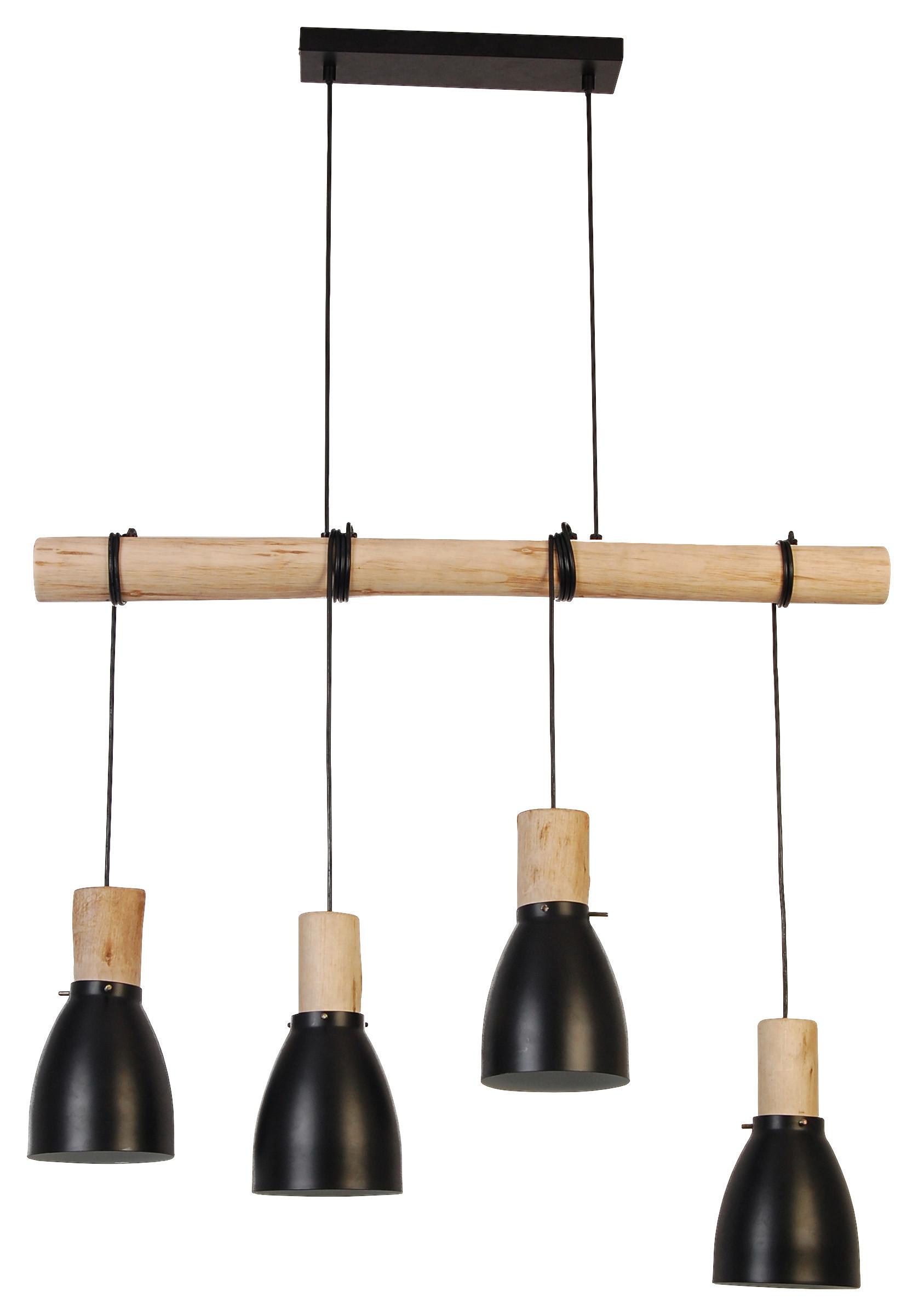 LAMPA WISZĄCA ISCHGL - kolor naturalny/czarny, Trend, metal/drewno (90/15/150cm)