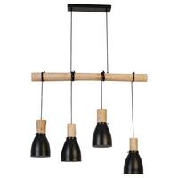 LAMPA WISZĄCA ISCHGL - kolor naturalny/czarny, Trend, metal/drewno (90/15/150cm)
