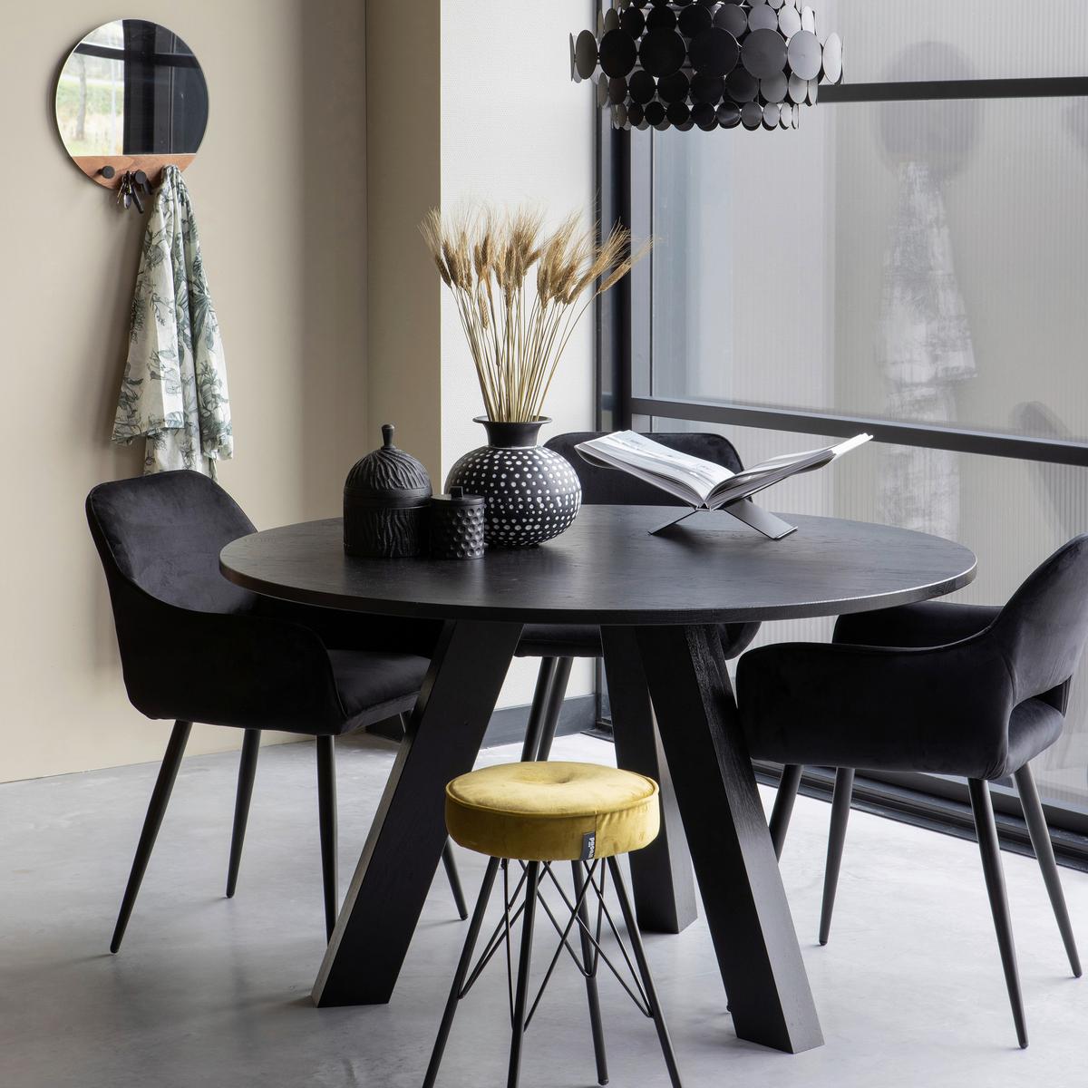 Armlehnstuhl-Set Jel Schwarz B: 60cm - Schwarz, MODERN, Textil/Metall (60/80/57cm) - Livetastic