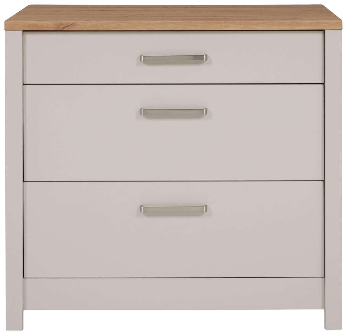 Schubkastenunterschrank Sardegna Kaschmir/Eiche - Kaschmir/Silberfarben, ROMANTIK / LANDHAUS, Holzwerkstoff/Metall (100/92/60cm) - home24