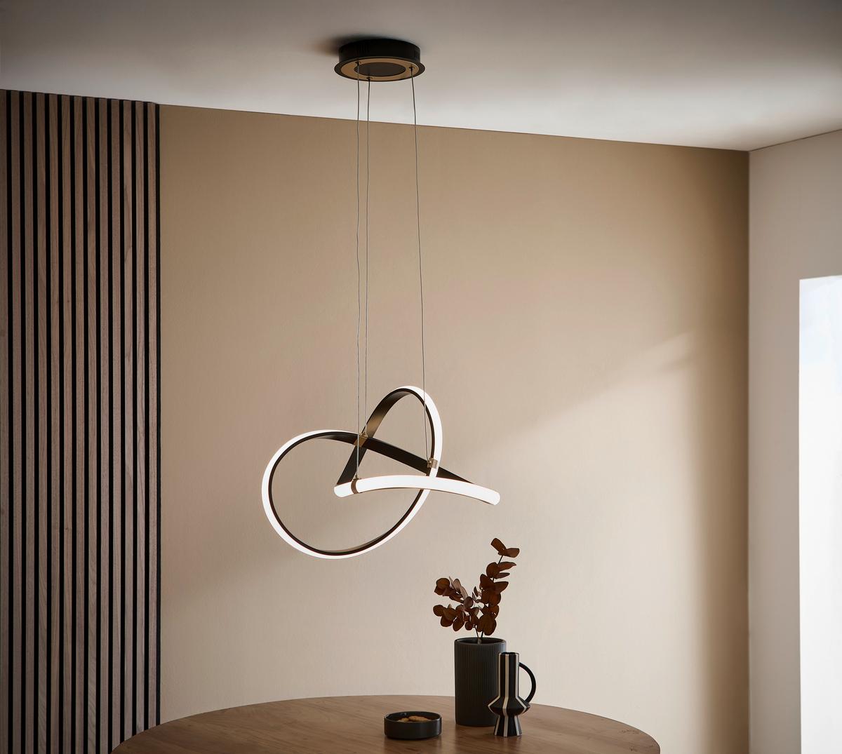 LAMPA WISZĄCA LED 300377_INDIGO - czarny/kolor złoty, Design, metal (55/150cm) - Eglo