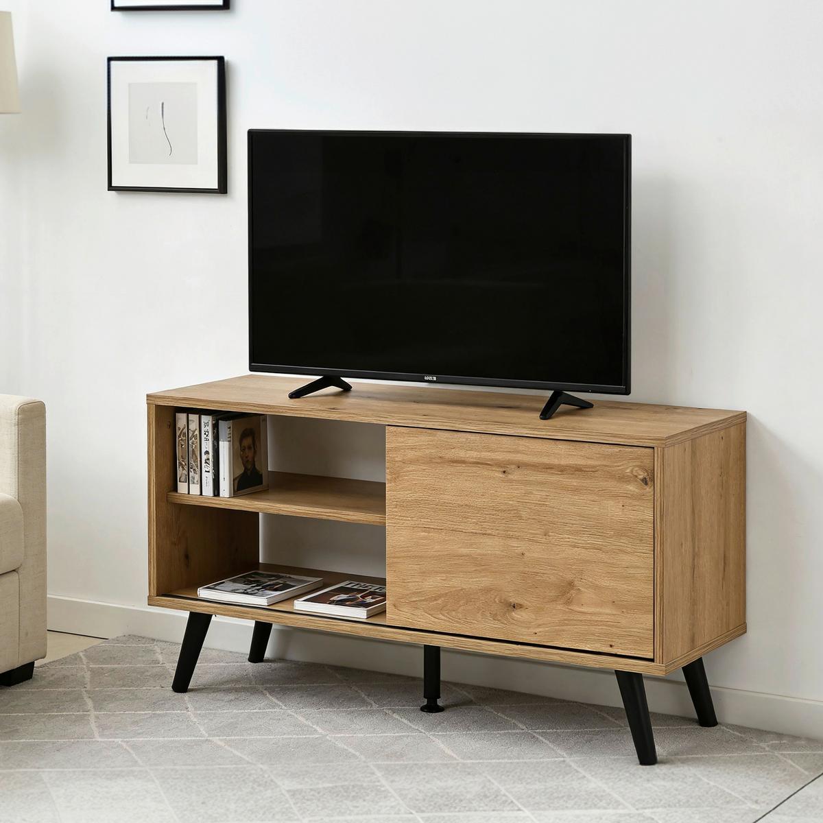 Tv Mizica Move - črna/hrast artisan, Moderno, kovina/leseni material (80/46/35cm) - Based