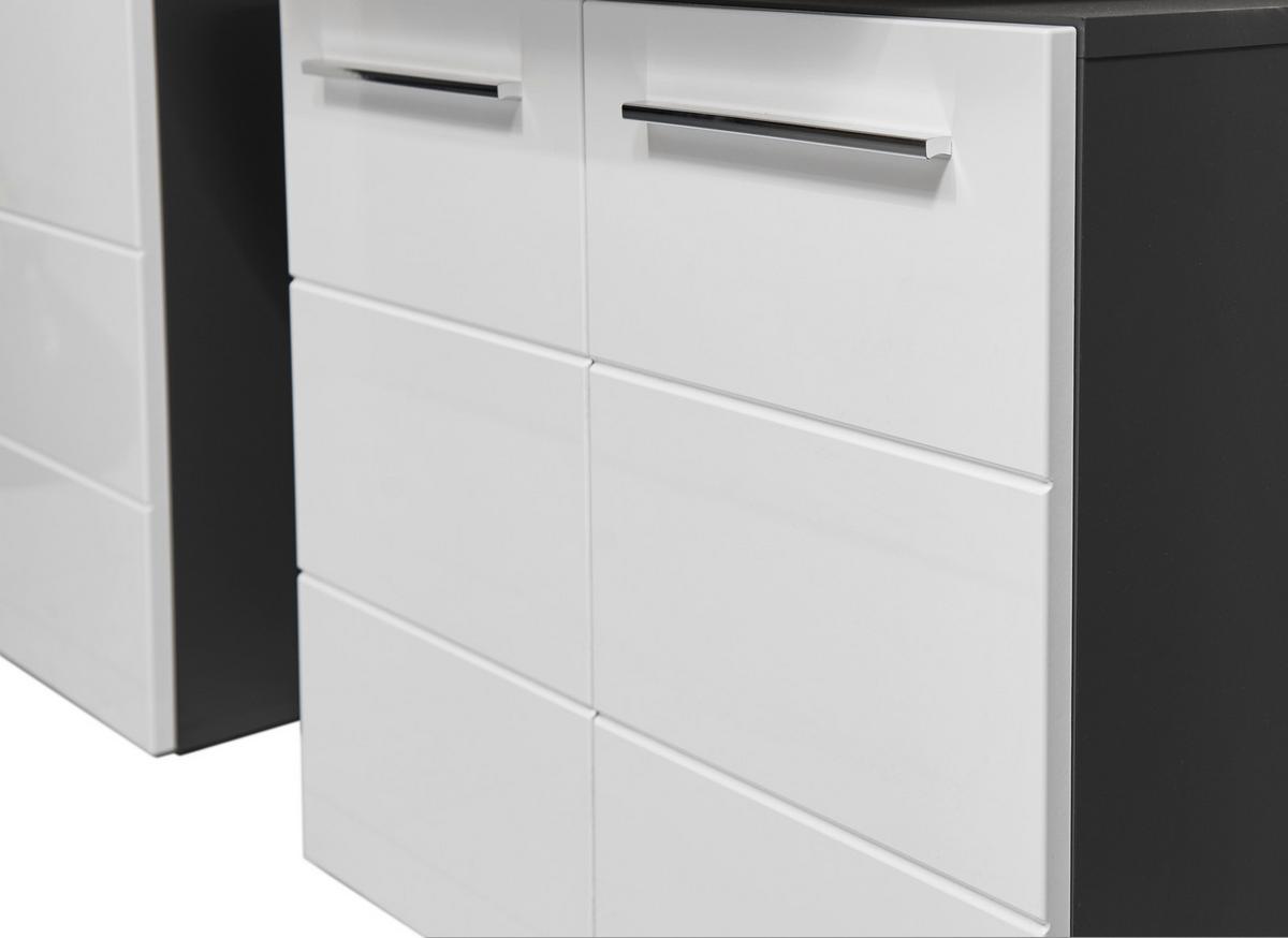 SZAFKA POD UMYWALKĘ GLOSS - biały wysoki połysk/antracytowy, Natur, materiał drewnopochodny/tworzywo sztuczne (60/62/31cm) - Xora