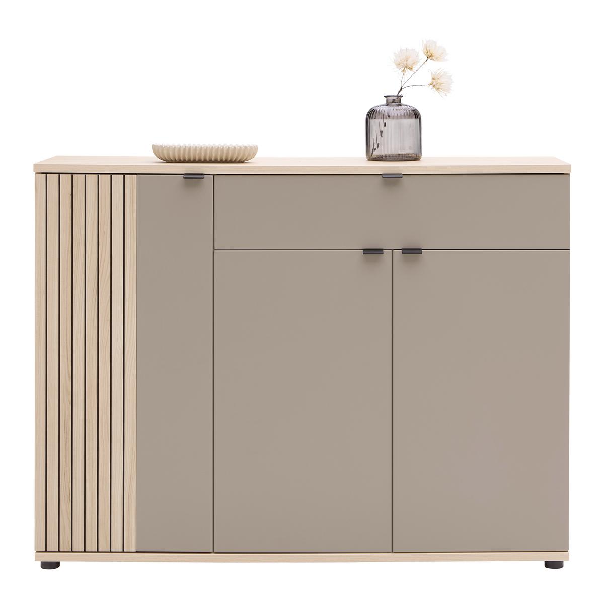 Schuhschrank Pisa Taupe/Eichefarben - Taupe/Eichefarben, MODERN, Holzwerkstoff/Metall (133/103/38cm) - Mömax