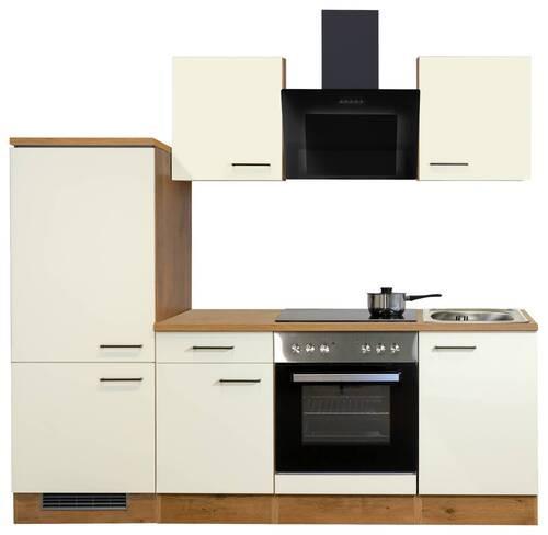 Kuhinjski Blok Z Aparati Avila, Magnolija, Barva Hrasta - magnolija/črna, Moderno, kovina/leseni material (220cm) - FlexWell