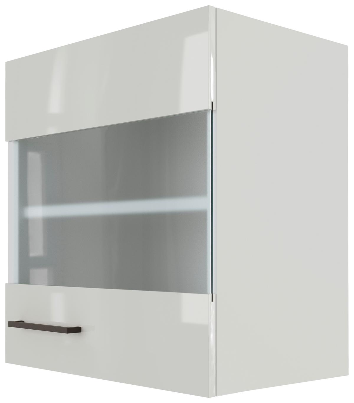 Küchenoberschrank in Lichtgrau glänzend - Schwarz/Grau, MODERN, Holzwerkstoff/Metall (50/54/32cm) - FlexWell