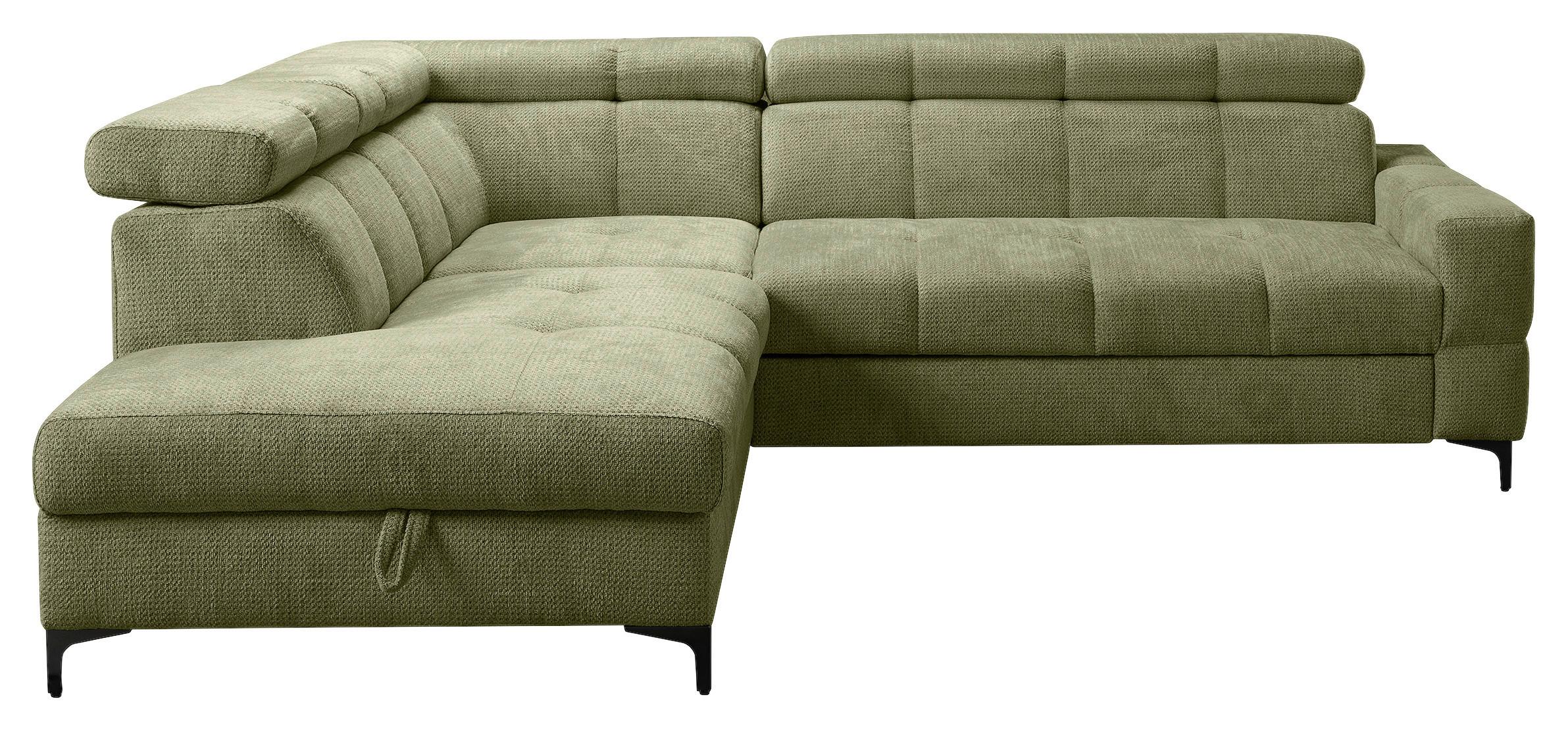 Kutna Garnitura Leno - maslinasto zelena/crna, Moderno, drvni materijal/tekstil (212/79-95/254cm) - Modern Living