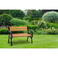 Gartenbank Naturfarben/Schwarz - Schwarz/Naturfarben, KONVENTIONELL, Kunststoff/Metall (115/85/60cm) - Gardenson