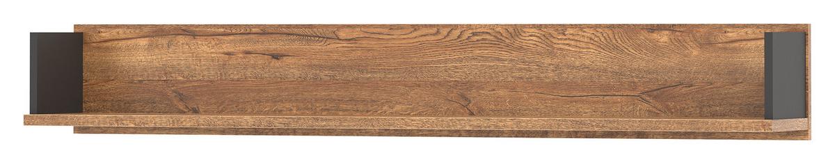 REGAŁ ŚCIENNY DORIAN - kolor dębowy/czarny, Design, materiał drewnopochodny (24/153/22cm) - MID.YOU