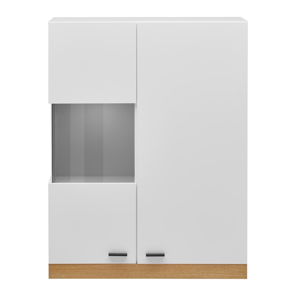 Hängevitrine Kiro Weiß/Eichefarben - MODERN, Glas/Holzwerkstoff (90/120/35cm) - Mömax