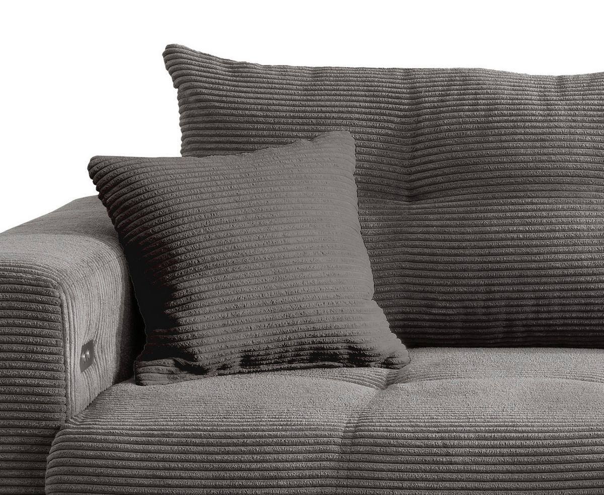 Wohnlandschaft Restato Grau Cord - Schwarz/Grau, MODERN, Holz/Textil (246/177cm) - MID.YOU