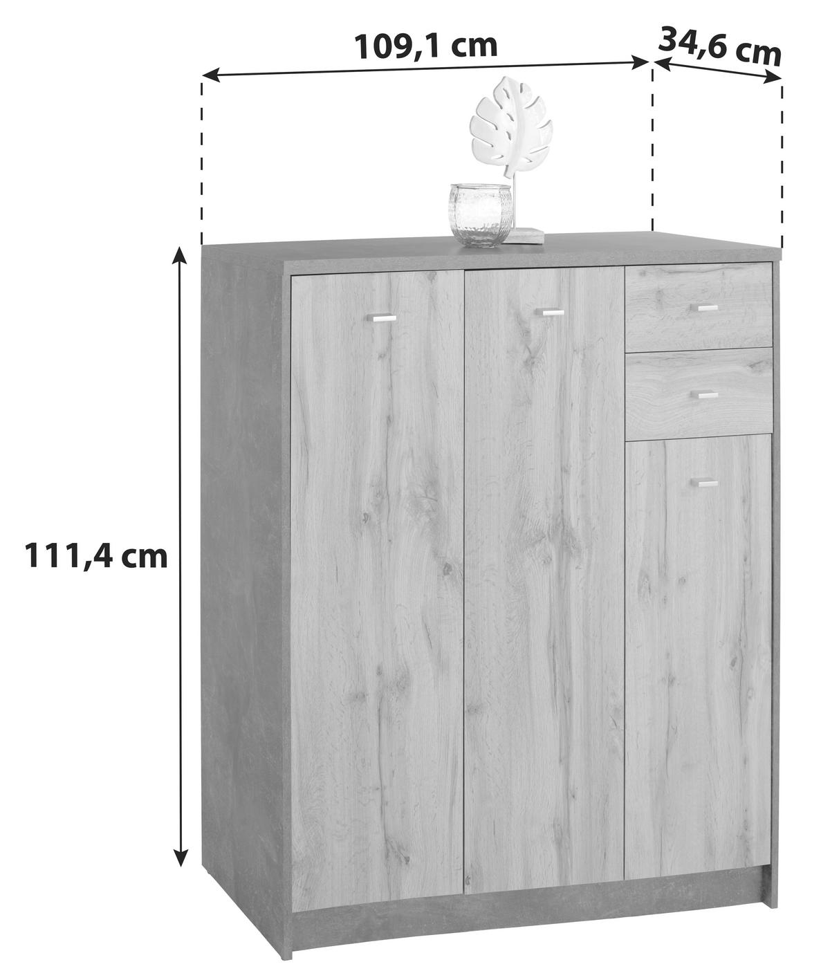 Komoda 4-You Yuk09 - barve hrasta, Moderno, leseni material (109.1/111.4/34,6cm) - Mömax