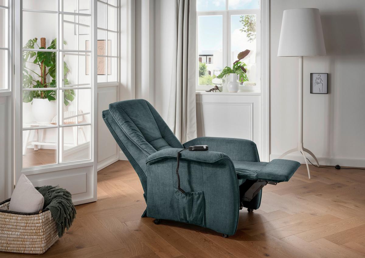 Relaxsessel Harry Dunkelblau Velours - Schwarz/Braun, Design, Kunststoff/Textil (77/107/88cm) - Livetastic