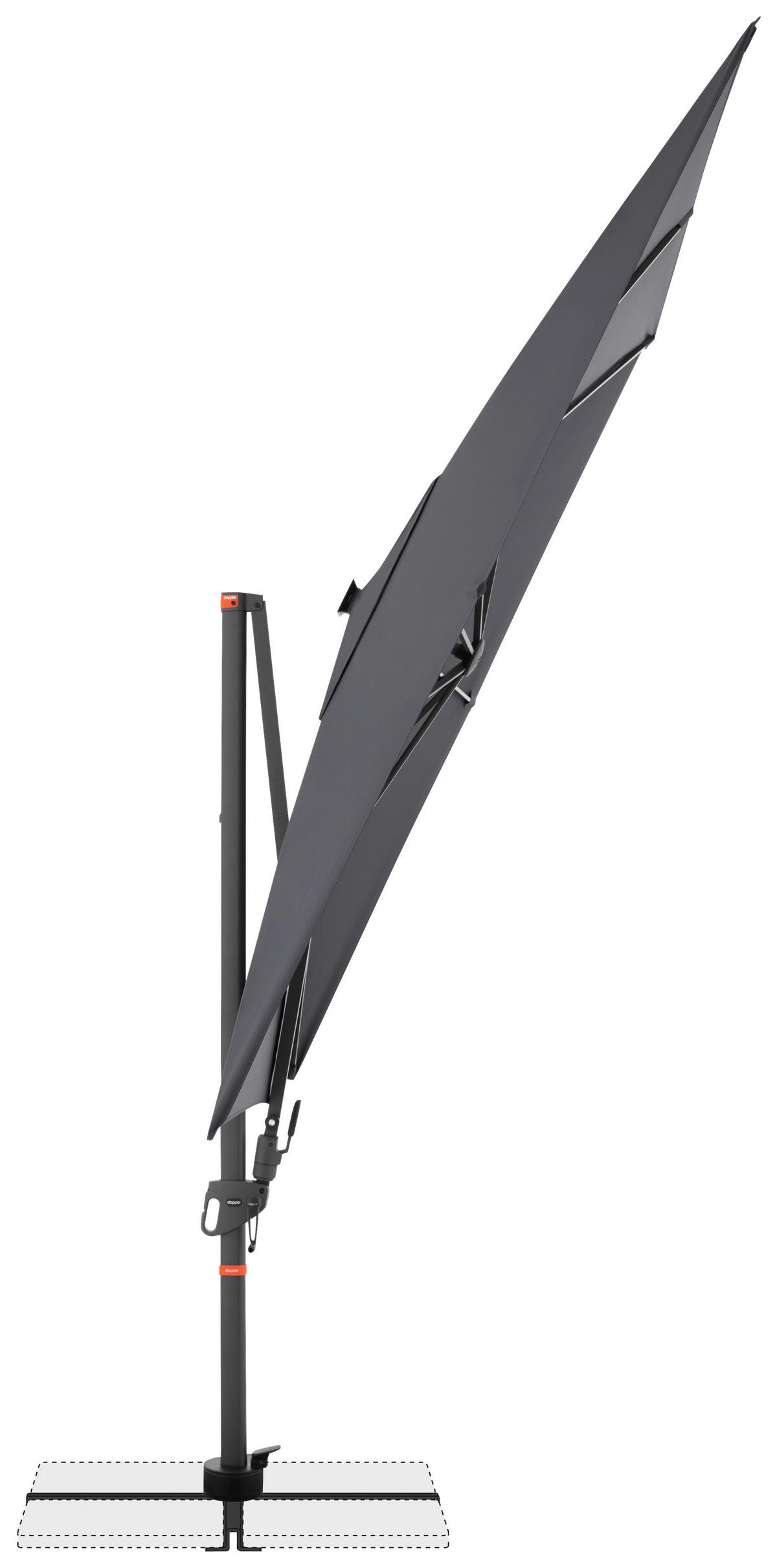 Ampelschirm Myzone LED Anthrazit ca. 300x220cm - Anthrazit, Basics, Textil/Metall (300/220cm) - Doppler