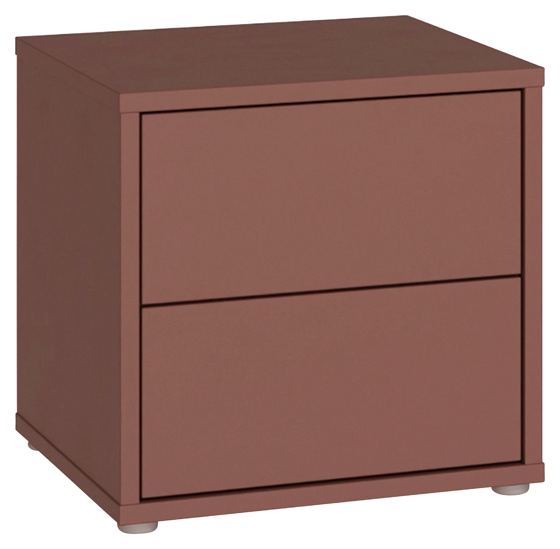 Nočna Omarica Alice, Terakota - srebrne barve/terakota, Trend, umetna masa/leseni material (50/48/42cm) - Carryhome